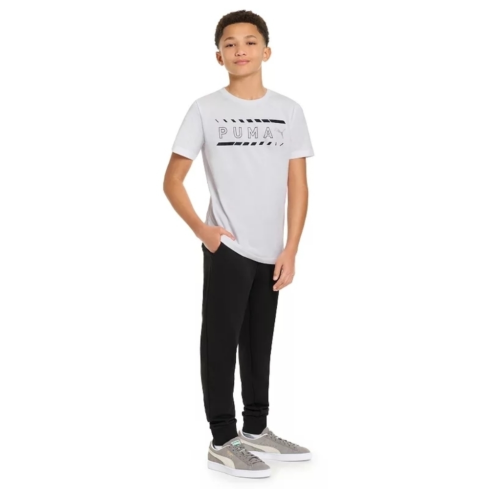 PUMA Logo Lab Pack White Jersey Graphic Tee Size 6